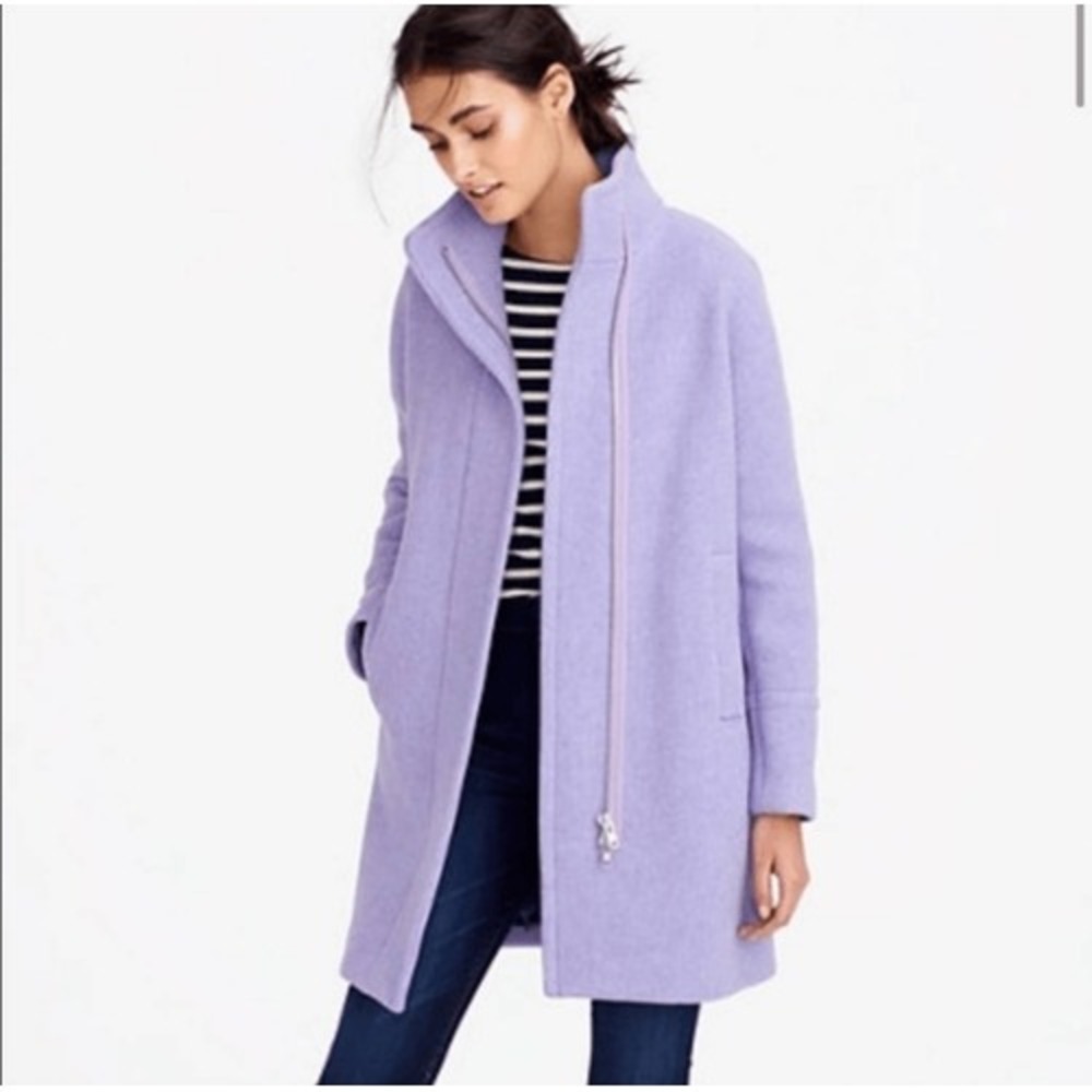 J. Crew Stadium Cloth Cocoon Lilac French Purple Wool Coat Sz 00 Nello Gori B277